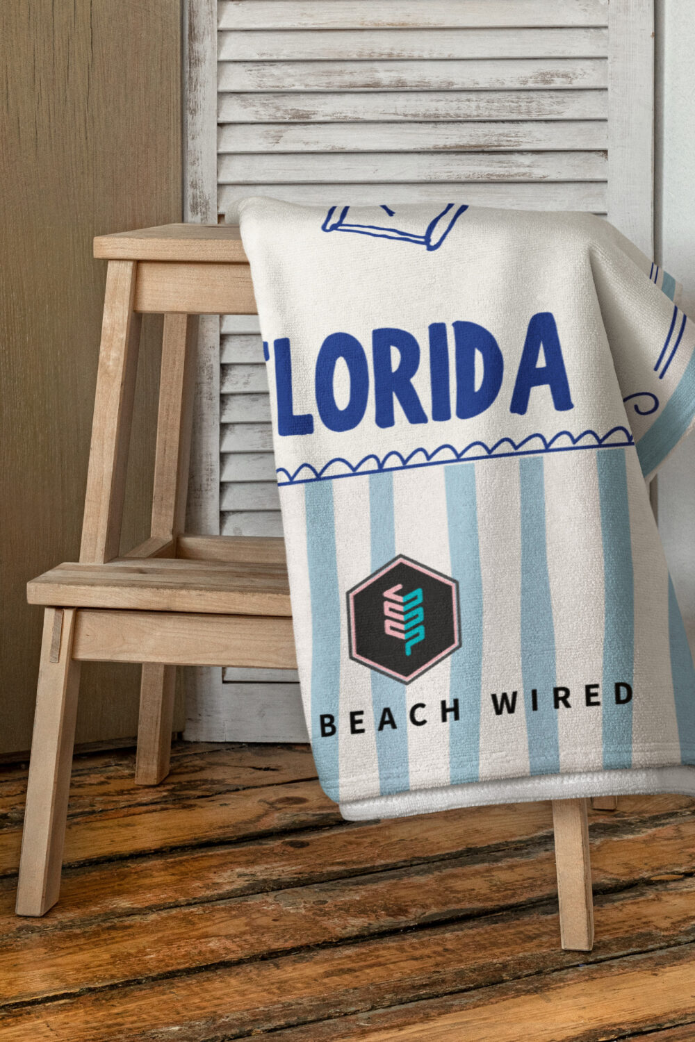 Meet Me in Palm Beach Florida Towel – Coastal Blue & White Limited Edition - Image 2