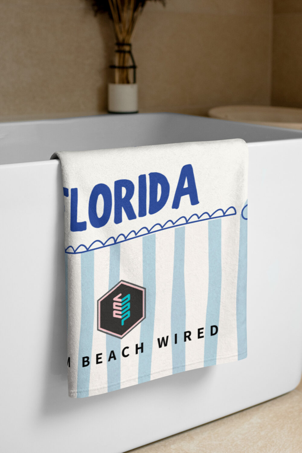 Meet Me in Palm Beach Florida Towel – Coastal Blue & White Limited Edition - Image 4